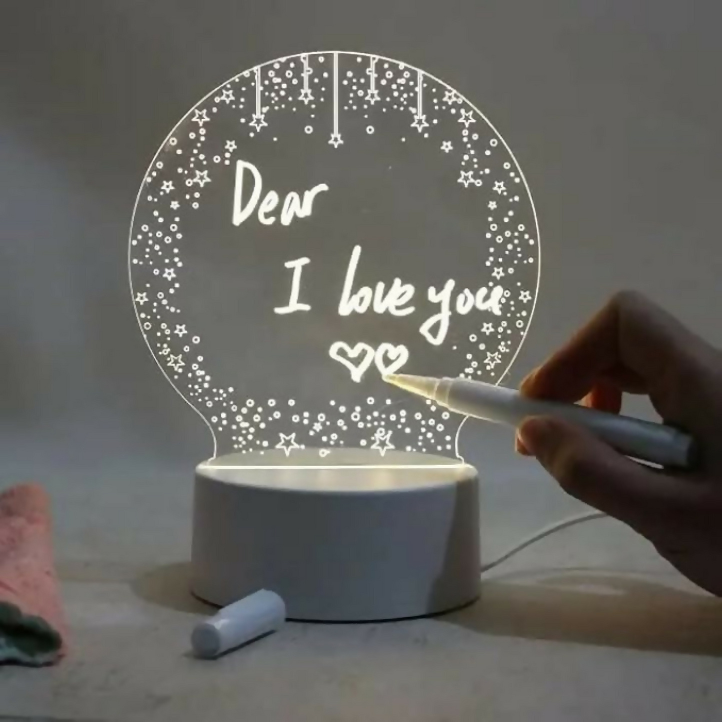 3D Creative Writeable LED Night Lamp with Pen and USB Cable |