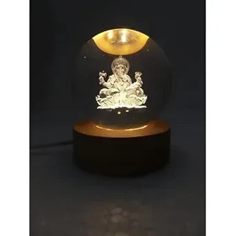 3D Crystal Ganesha LED Night Lamp Crystal Ball Night Lamp,Creative Engraved Crystal Ball Night Light