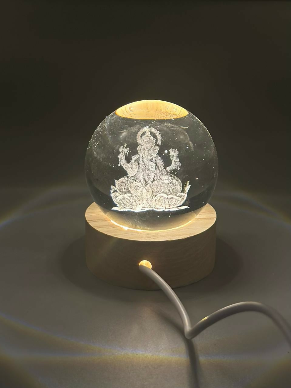 3D Crystal Ganesha LED Night Lamp Crystal Ball Night Lamp,Creative Engraved Crystal Ball Night Light