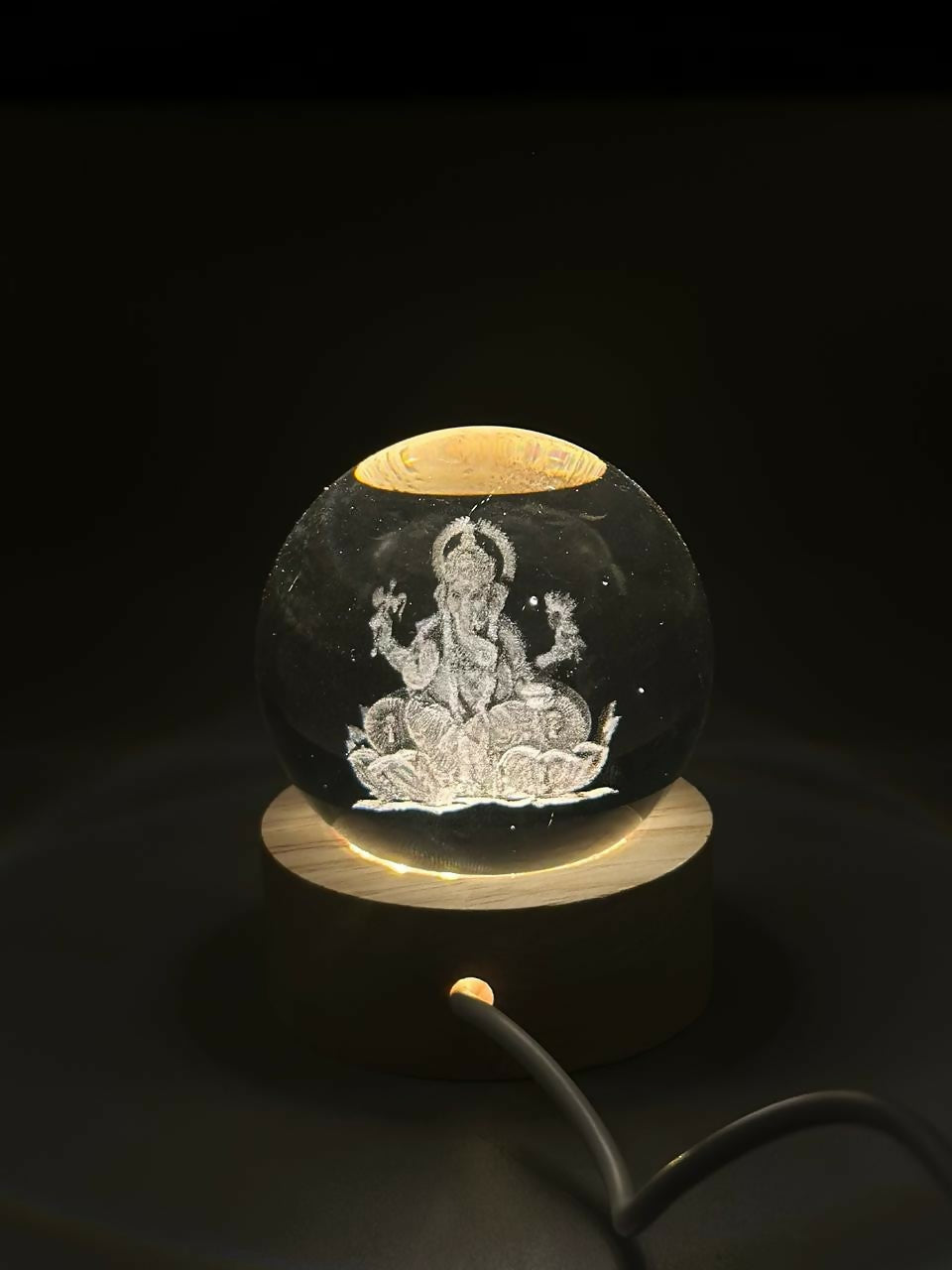 3D Crystal Ganesha LED Night Lamp Crystal Ball Night Lamp,Creative Engraved Crystal Ball Night Light